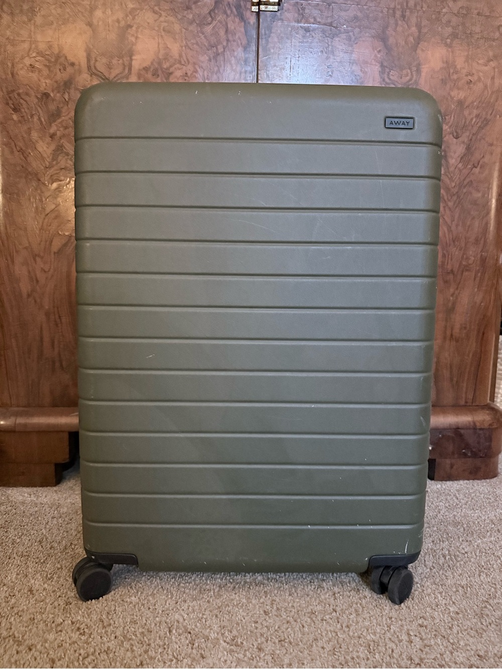 Away Olive Green Hard-Shell Spinner Luggage